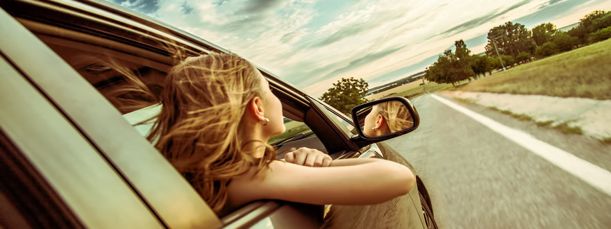 Leaning outside car window